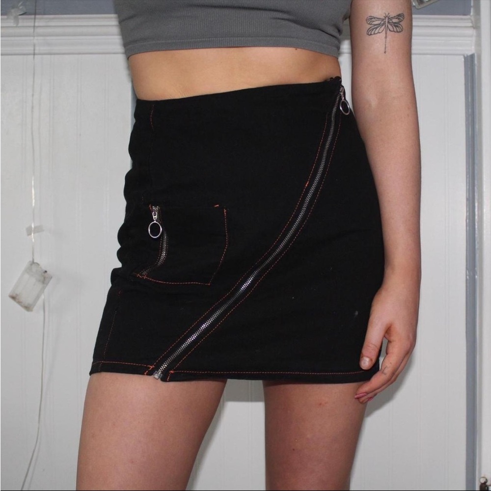 Urban Black and Red Zip Mini Skirt